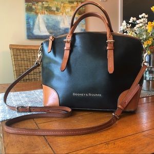 Dooney and Bourke Lg Black/Tan Claremont Satchel